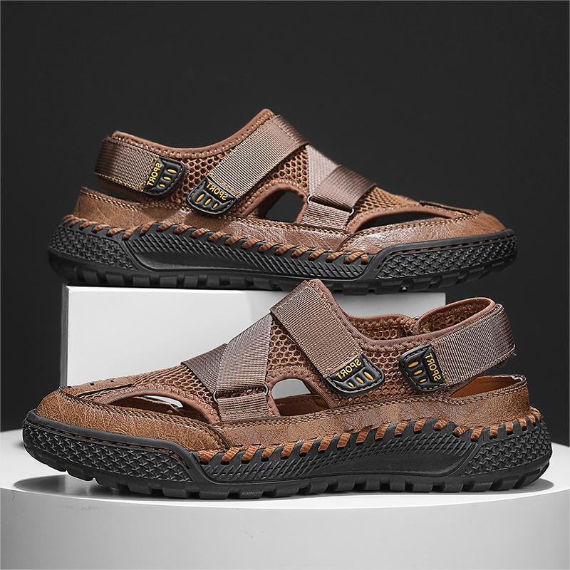 Men'S Mesh Hooked Strappy Platform fisherman Sandals With Adjustable Straps Summer Lightweight Breathable Closed Toe Athletic Sport Sandals For Walking Casual Hiking Sandals