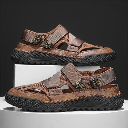 Men'S Mesh Hooked Strappy Platform fisherman Sandals With Adjustable Straps Summer Lightweight Breathable Closed Toe Athletic Sport Sandals For Walking Casual Hiking Sandals