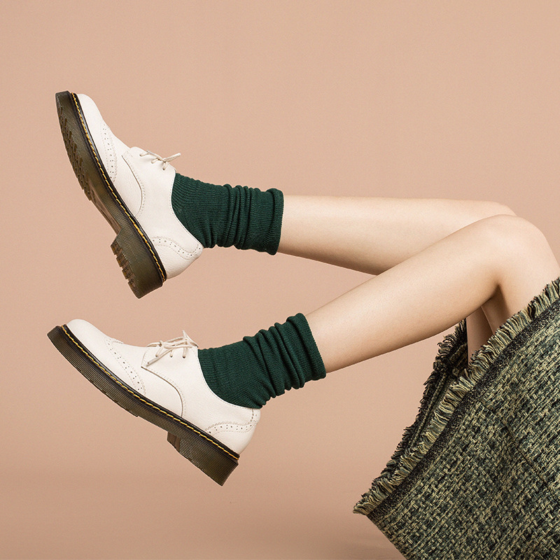 Womens Wingtip Shoes Handmade Leather Brogues Oxfords & Tie Flats Elegant Black/White