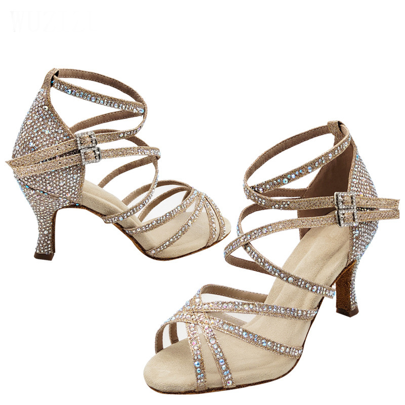 Women's Sparkling Glitter Customized Heel Latin Shoes Salsa Shoes Ballroom Dance Shoes