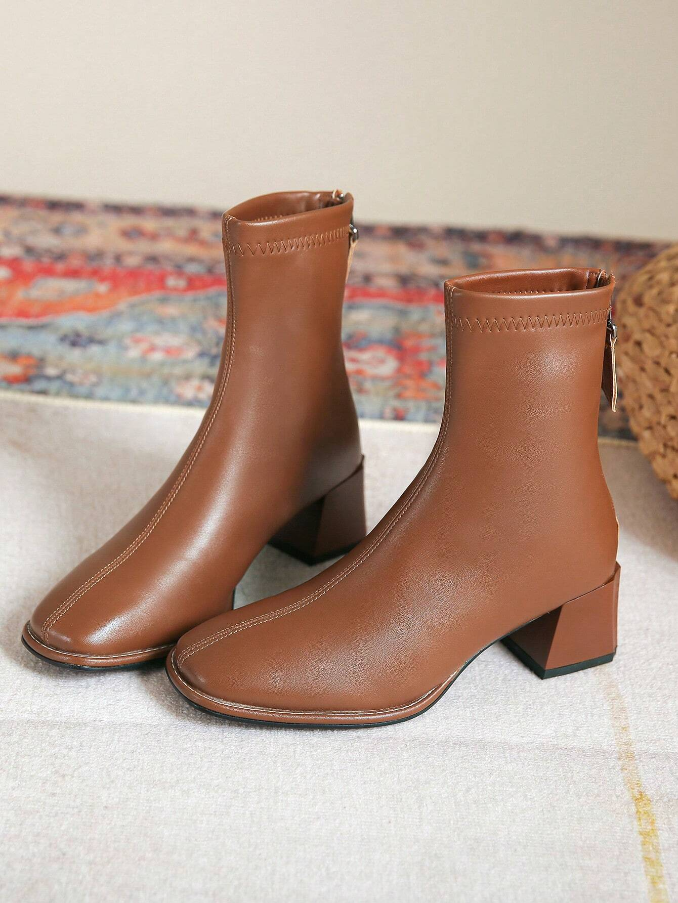 Women's Fashionable Cowboy Brown Boots For Autumn