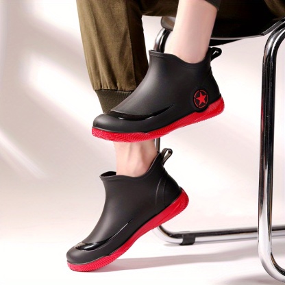 Fashionable Adult Short Rain Boots, Waterproof Unisex Ankle Shoes, Anti-Slip Durable Rubber Footwear, Stylish Kitchen Water Boots For Men And Women
