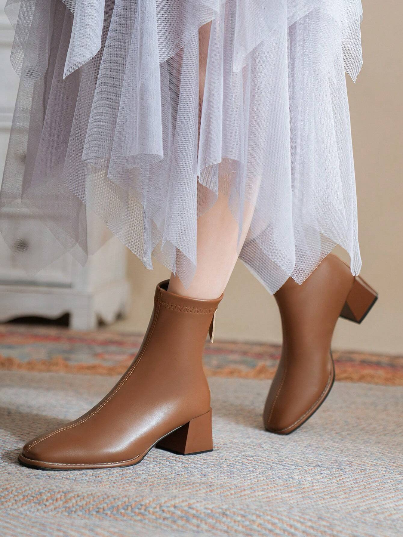 Women's Fashionable Cowboy Brown Boots For Autumn