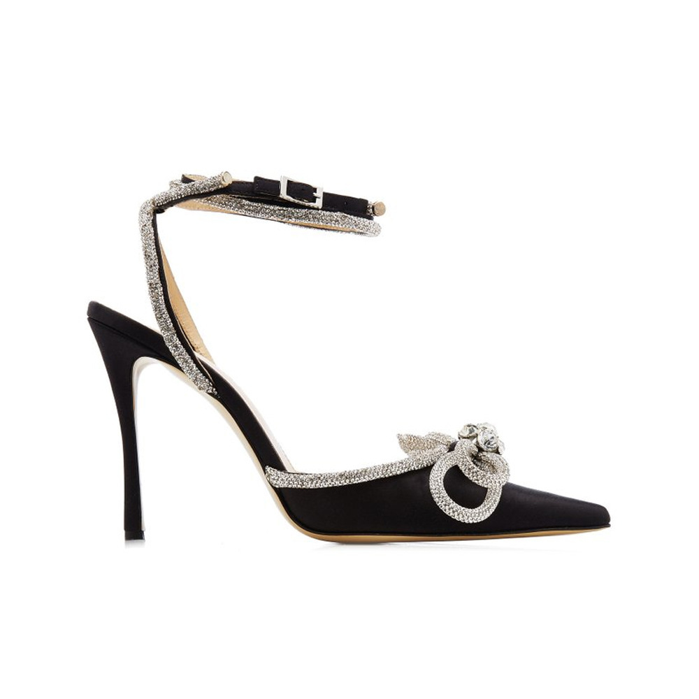 Rhinestone Bow High Heels Sandals
