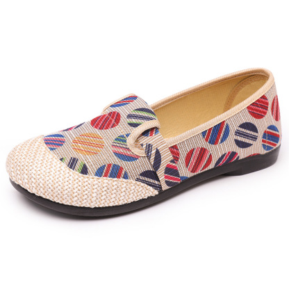 Spring and Summer Women's Breathable Linen Slip-on Flat Loafers Single Shoes