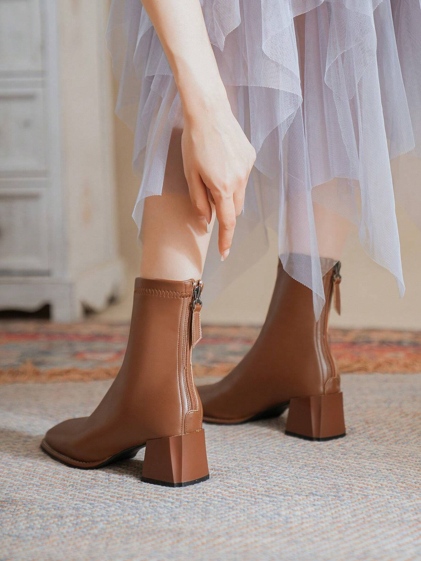 Women's Fashionable Cowboy Brown Boots For Autumn