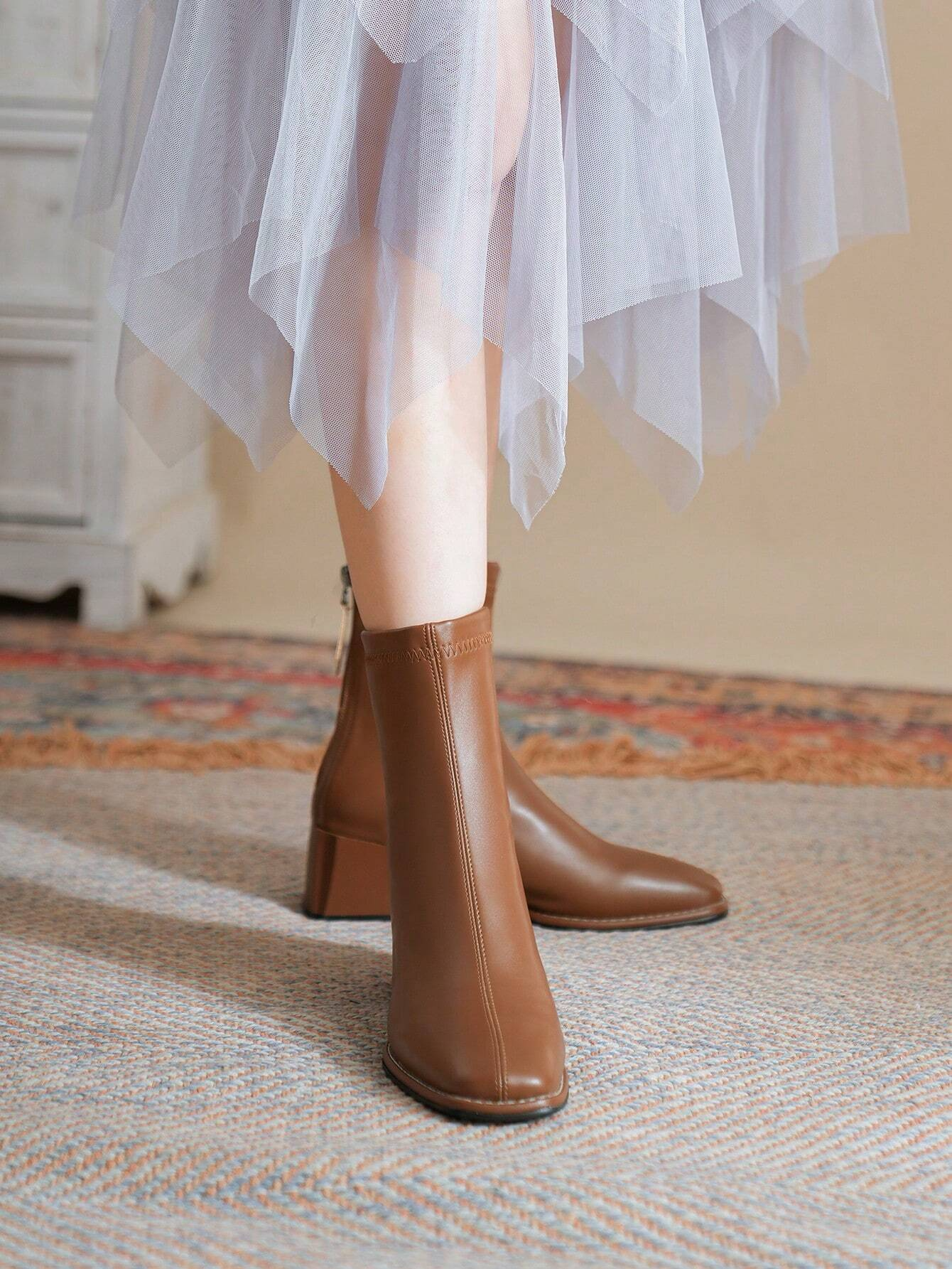 Women's Fashionable Cowboy Brown Boots For Autumn