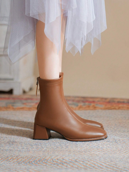 Women's Fashionable Cowboy Brown Boots For Autumn