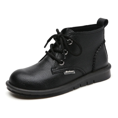 Autumn Oxford Shoes Flat Leather Shoes Ladies Short Plush Boots Zipper Black Booties Simple Lace Up Ankle Boots Women's Spring