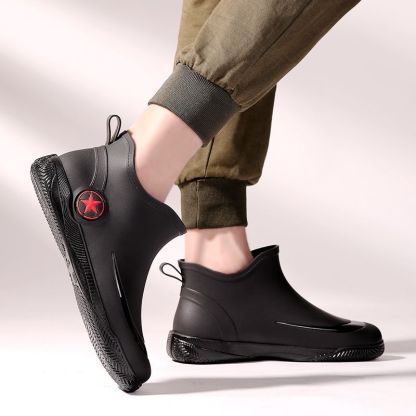 Fashionable Adult Short Rain Boots, Waterproof Unisex Ankle Shoes, Anti-Slip Durable Rubber Footwear, Stylish Kitchen Water Boots For Men And Women