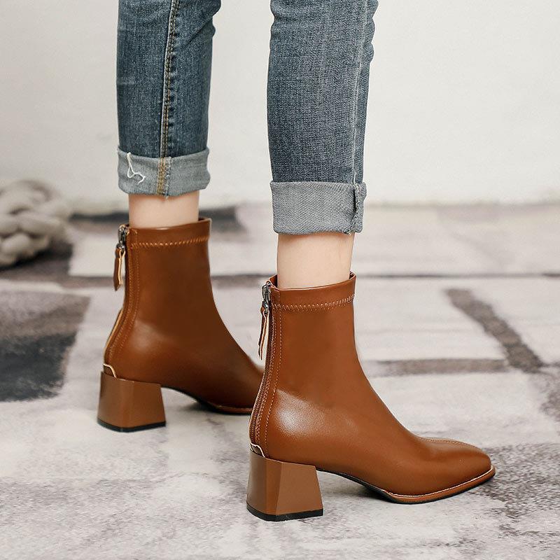 Women's Fashionable Cowboy Brown Boots For Autumn