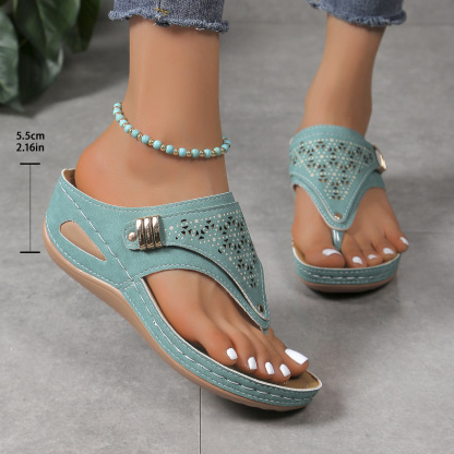 Hollow Out Wedge Flip Flops