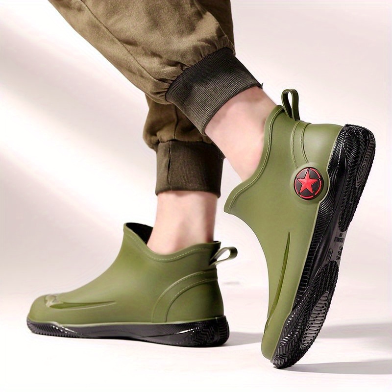 Fashionable Adult Short Rain Boots, Waterproof Unisex Ankle Shoes, Anti-Slip Durable Rubber Footwear, Stylish Kitchen Water Boots For Men And Women