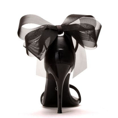 Mesh Bow Ankle Strap Stiletto Sandals