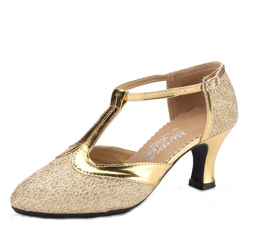 Women's Leatherette Heels T-Strap Ballroom Shoes Swing Dance Shoes