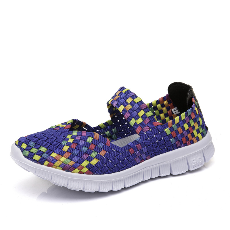 Breathable Elastic Band Woven Light Flat Shoes