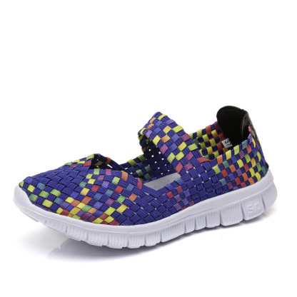 Breathable Elastic Band Woven Light Flat Shoes