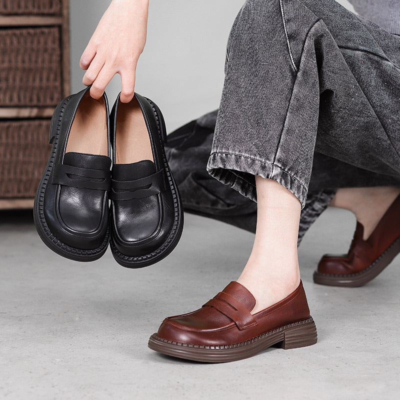 Big Toe Wide Fit Leather Penny Loafers In Black/Coffee