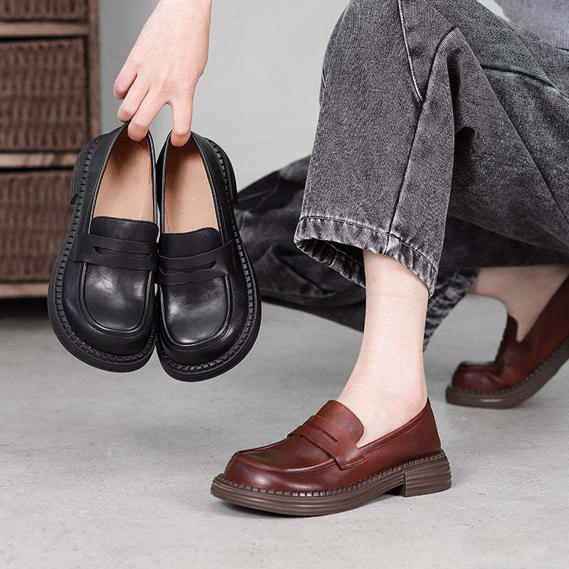 Big Toe Wide Fit Leather Penny Loafers In Black/Coffee