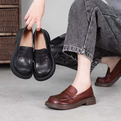 Big Toe Wide Fit Leather Penny Loafers In Black/Coffee