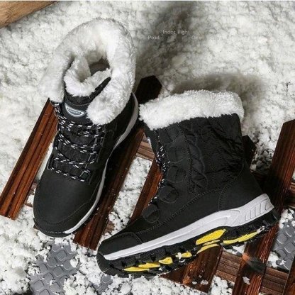 Women Anti-slip Fur Warm Waterproof Snow Boots Mid Calf