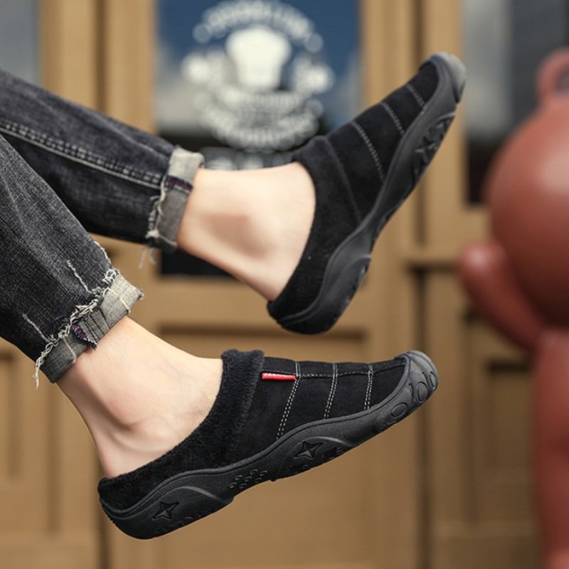 Fleece Warm Slippers For Men Basic Winter Shoes