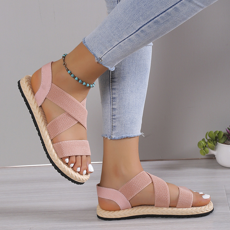 Women's Orthopedic Stretch Sandals Cork Espadrille Roman Sandals