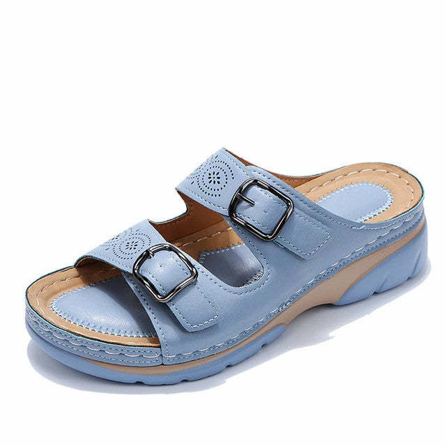Breathable Orthopedic Adjustable Ladies Leather Sandals