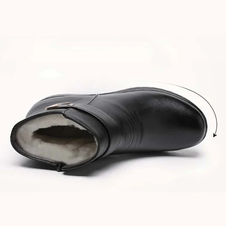 Orthopedic Women Arch Support Leather Metal Buckle Velvet Boots
