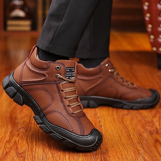 Men Orthopedic Snow Boots Plush Outdoor Ankle Winter Shoes