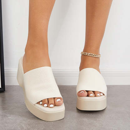 Women Slip on Platform Wedge Slippers Open Toe Slide Sandals