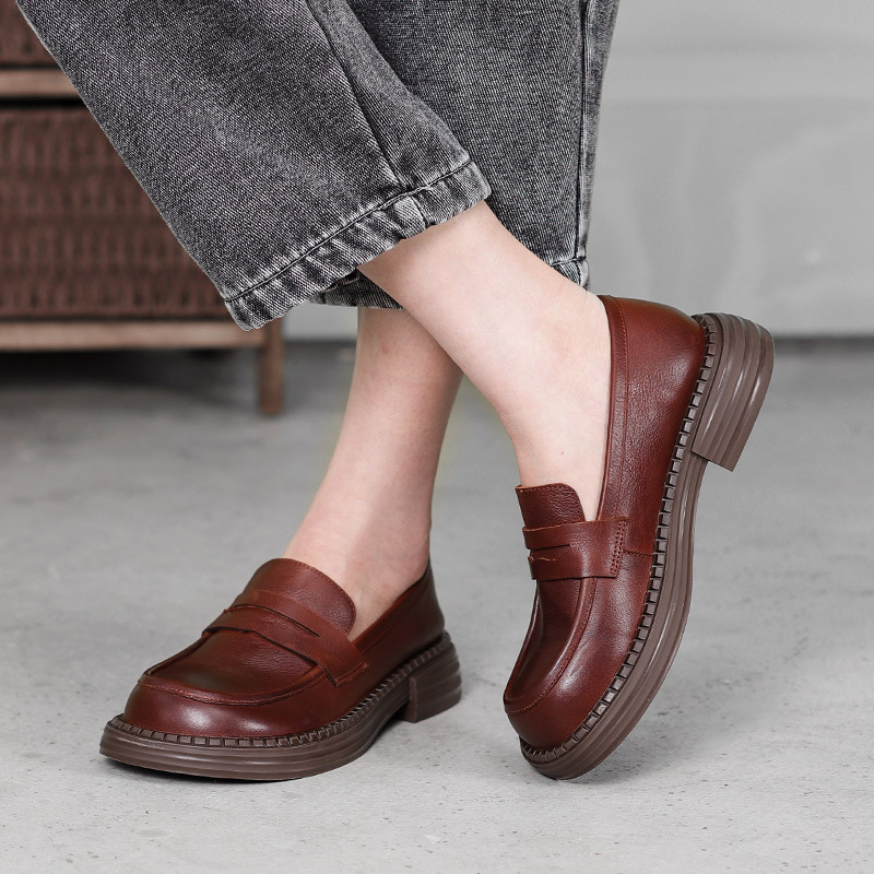 Big Toe Wide Fit Leather Penny Loafers In Black/Coffee