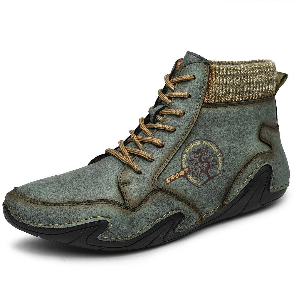 Barefoot Shoes Men's Handmade Soft Slip Resistant Lace Up Leather Ankle Boots