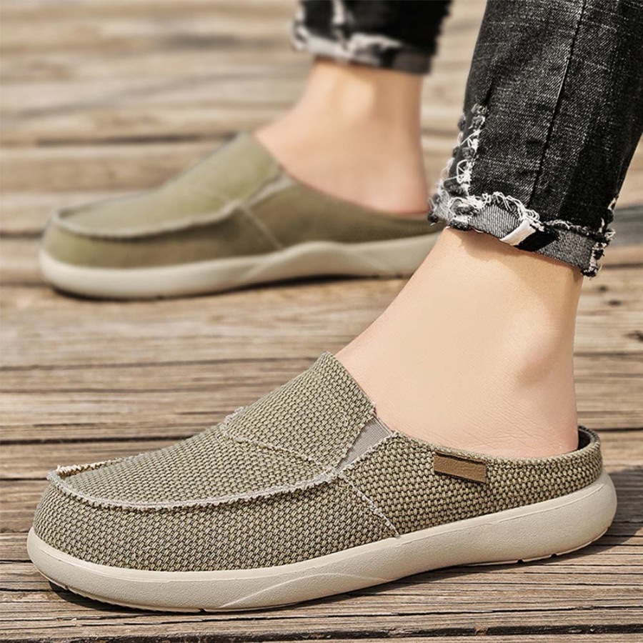 Summer New Men's Light Casual Denim Slip On Half Slippers