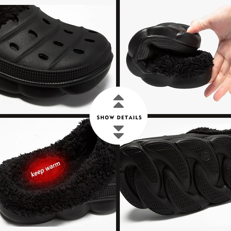 Fluffy Plush Slippers Plus Size EVA Men Clogs