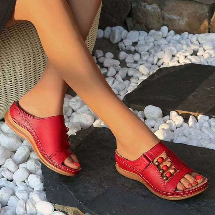 Orthopedic Wedge Heel Slip On Open Toe Mules Sandals Womens Slipper