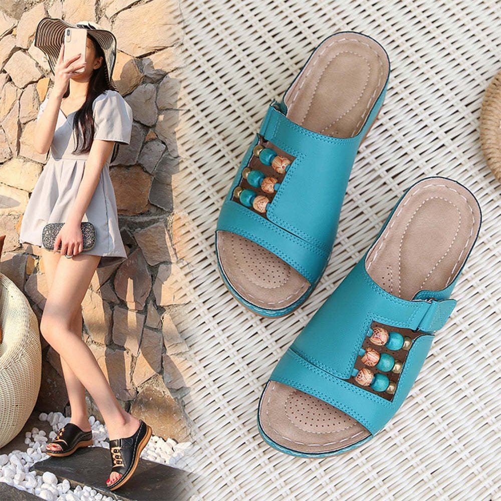 Orthopedic Wedge Heel Slip On Open Toe Mules Sandals Womens Slipper