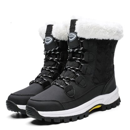 Women Anti-slip Fur Warm Waterproof Snow Boots Mid Calf