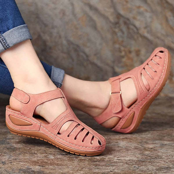 Womens Summer Hollow Closed Toe Wedge Casual Sandals