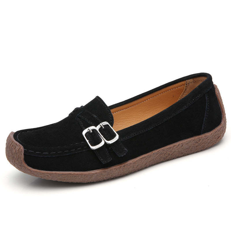 Unleash Your Style with Leather Flat-bottomed Casual Shoes