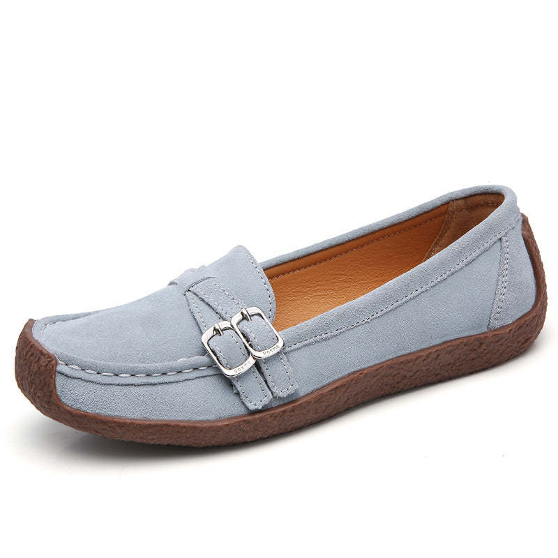 Unleash Your Style with Leather Flat-bottomed Casual Shoes