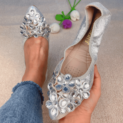 Casual Comfort Dressy Flats For Wedding Bling Sparkly Bridal Shoes