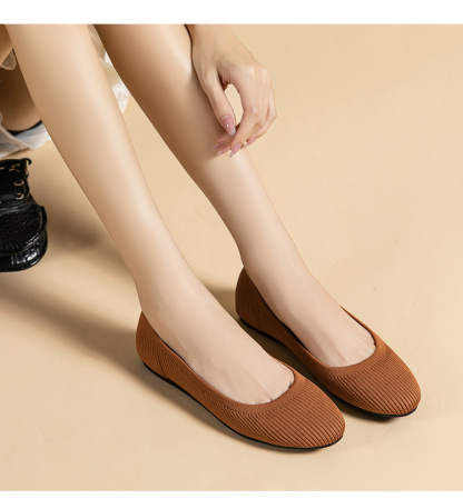 Comfort Pointed-Toe Breathable Knit Ballet Flat Shoes for Wide Feet and Bunion