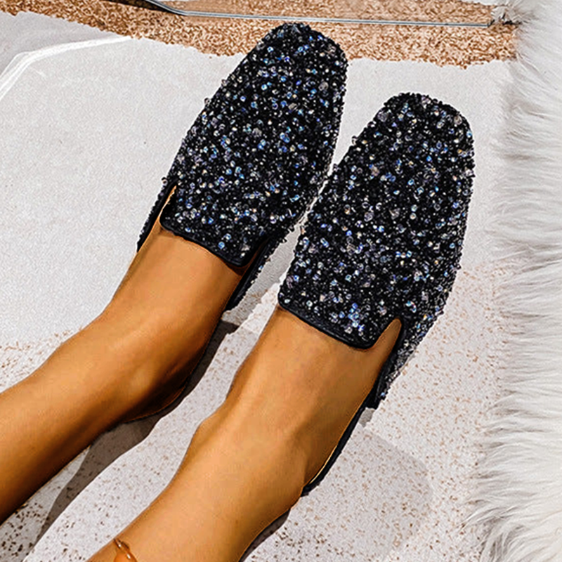 Belifi Rhinestone Flat Sandals