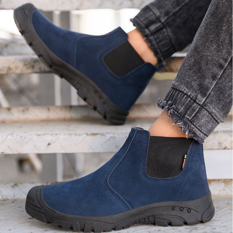 Anti-smashing Men Work Ankle Boots Suede Steel Toe Orthopedic Shoes