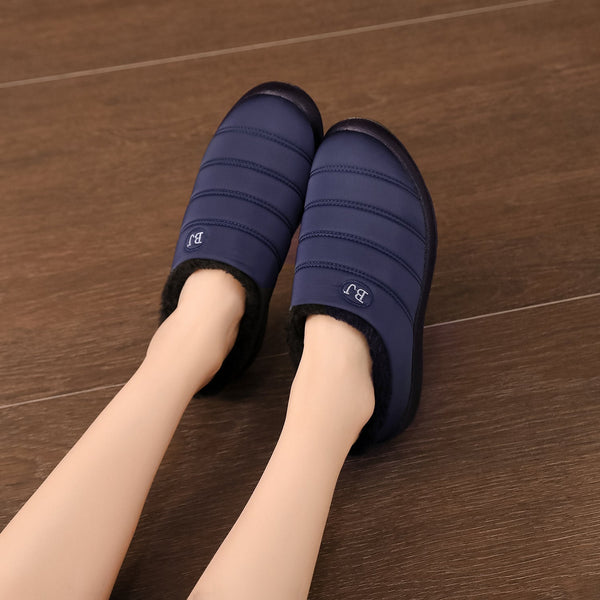 Comfortable memory foam winter slippers for women, plush, fleece lined slippers, non slip rubber sole, indoor outdoor slippers