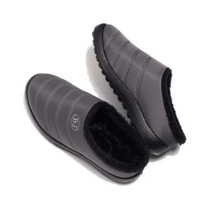 Comfortable memory foam winter slippers for women, plush, fleece lined slippers, non slip rubber sole, indoor outdoor slippers