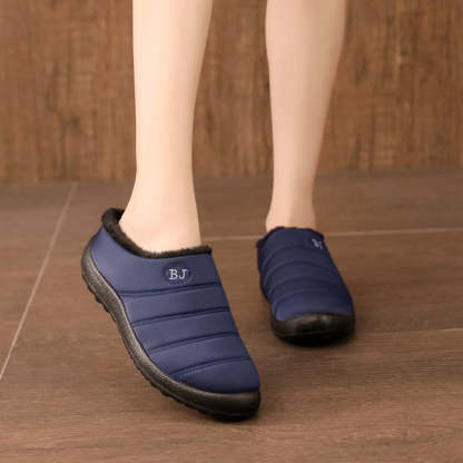 Comfortable memory foam winter slippers for women, plush, fleece lined slippers, non slip rubber sole, indoor outdoor slippers