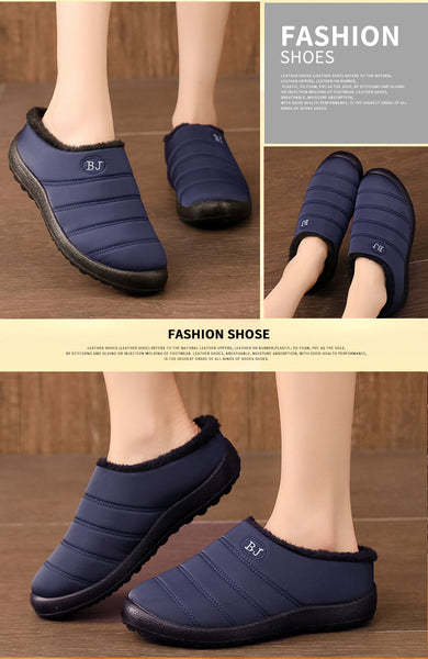 Comfortable memory foam winter slippers for women, plush, fleece lined slippers, non slip rubber sole, indoor outdoor slippers