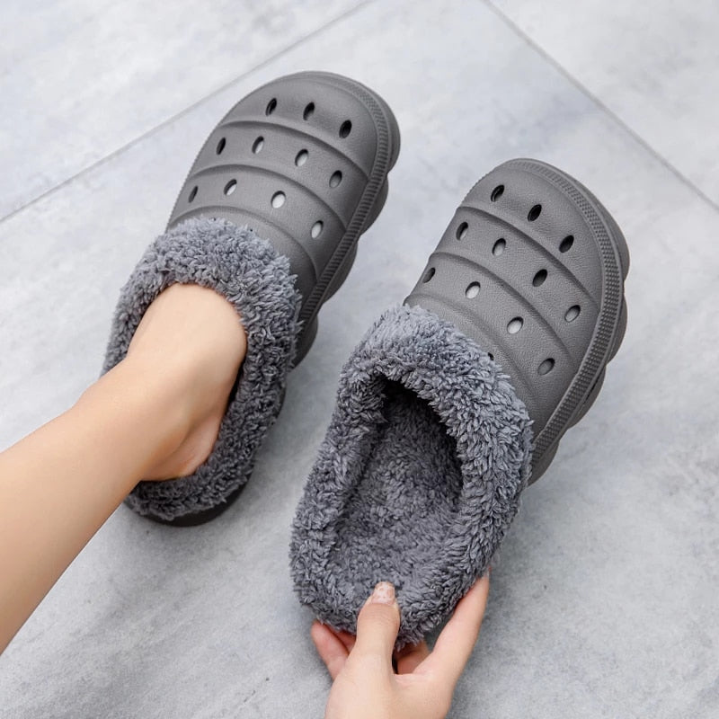 Fluffy Plush Slippers Plus Size EVA Men Clogs